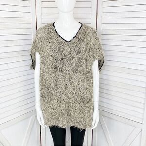 Nine West‎ Sydney Sweater Fuzzy Eyelash Tunic Taupe Medium
